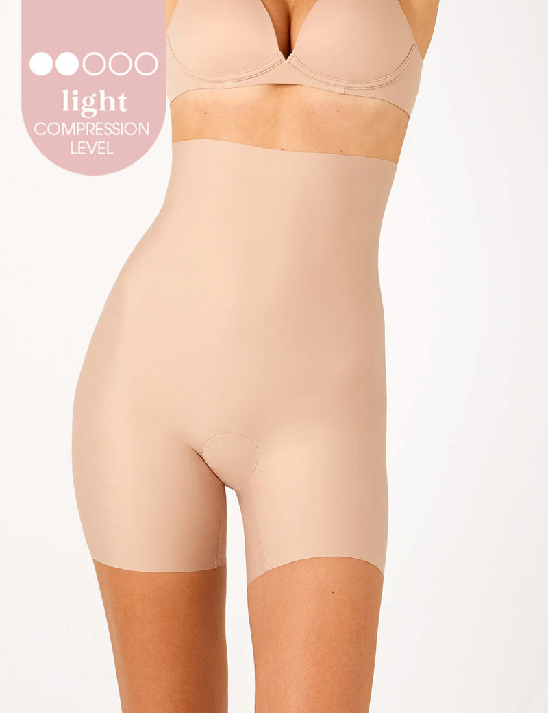 Laser Shape Hi-Waisted Mid Thigh Short - Praline