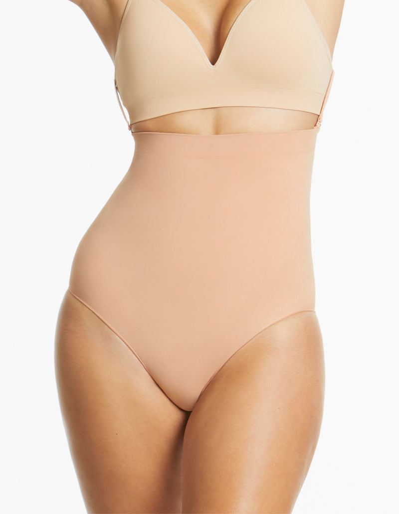 Killer Curves Hi Waisted Hi Cut Shaping Brief - Toffee