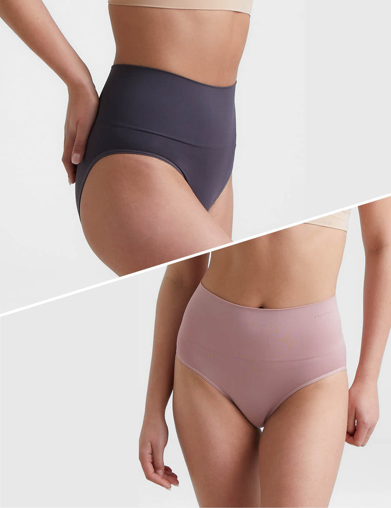 2 Pack Seamless Full Brief - Dusty Mocha/Nine Iron - Ambra Corporation 