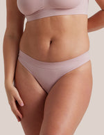 Bare Essentials G-String in Lilac Taupe front view